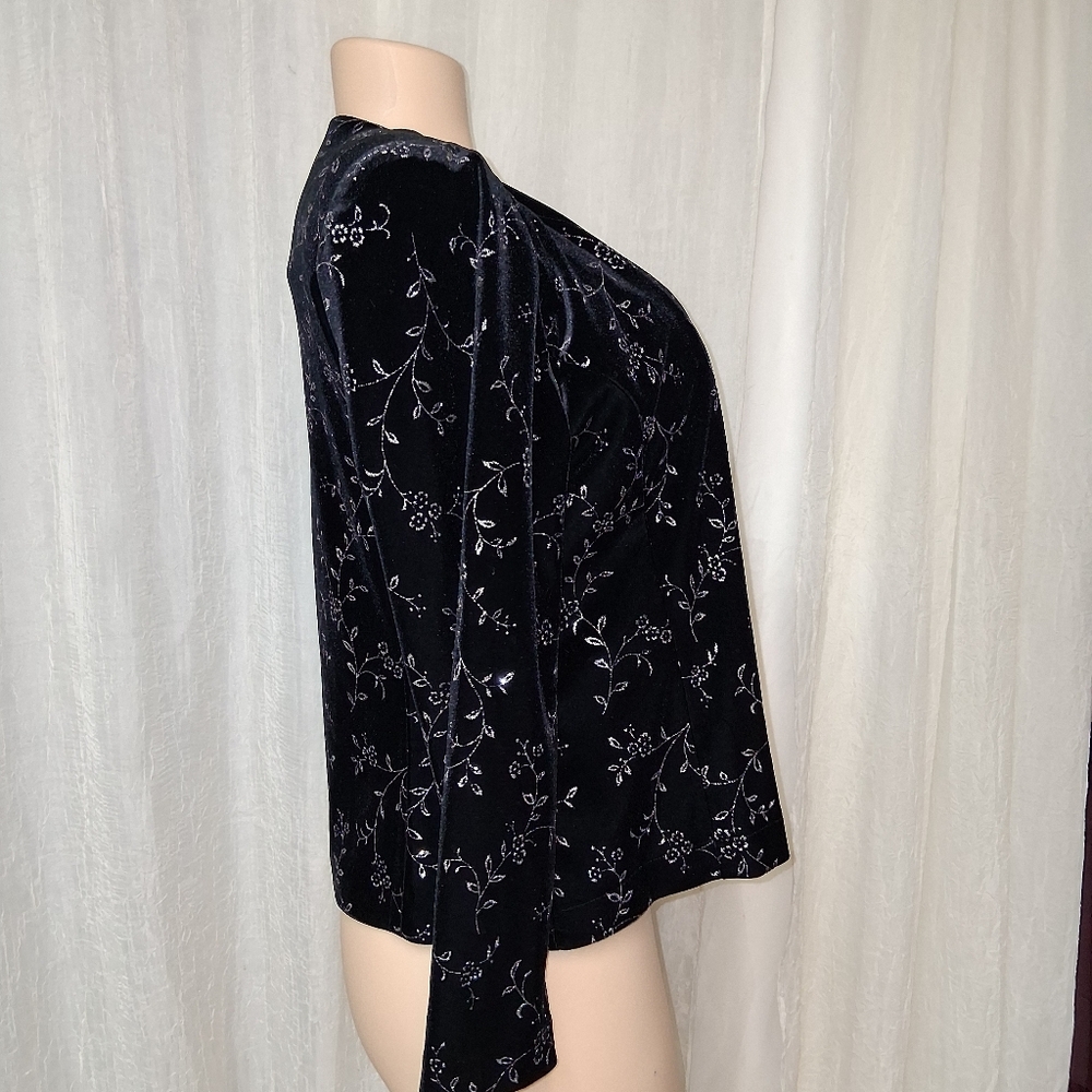 R&M Richards VINTAGE Midnight Velvet Embroidered Jacket 8P With Shoulder Pads - Picture 7 of 15